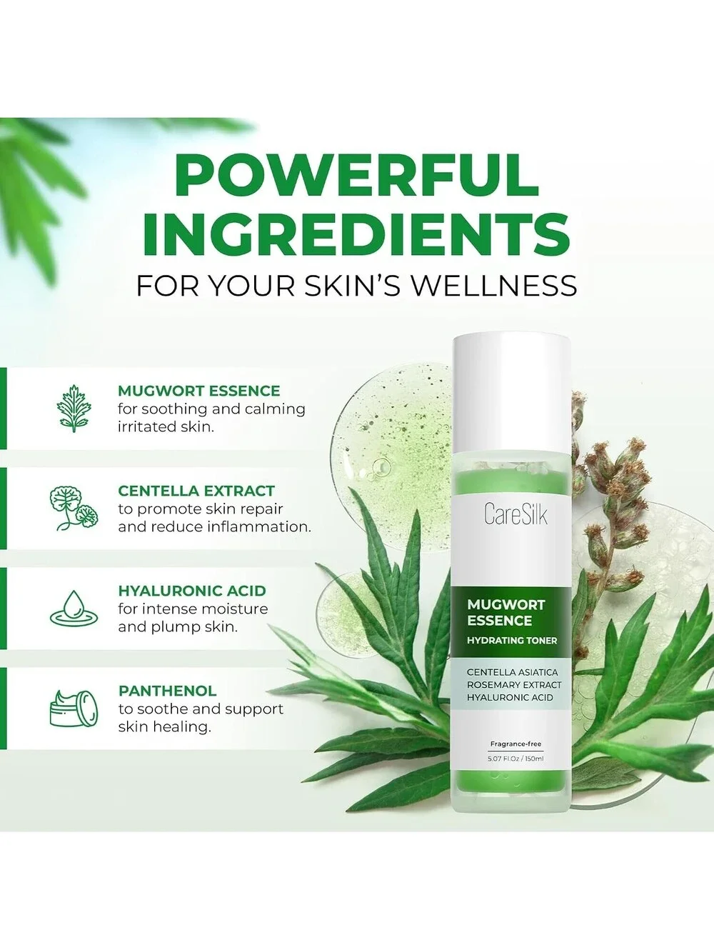 Caresilk Mugwort Essence Hydrating Toner 5.07 Fl Oz